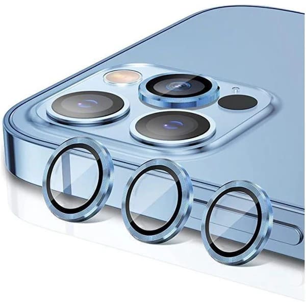 Entronix - Luxury Metal Camera Lens Protector for iPhone 13 Pro and 13 Pro Max - Blue