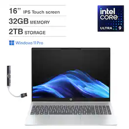 HP - Bundle 16.0 WUXGA Display (Ultra 9-285H, 32GB, 2TB SSD, Intel Arc 140T, Backlit KB, WiFi 6E, Webcam, Win 11 Pro) - Glacier Silver