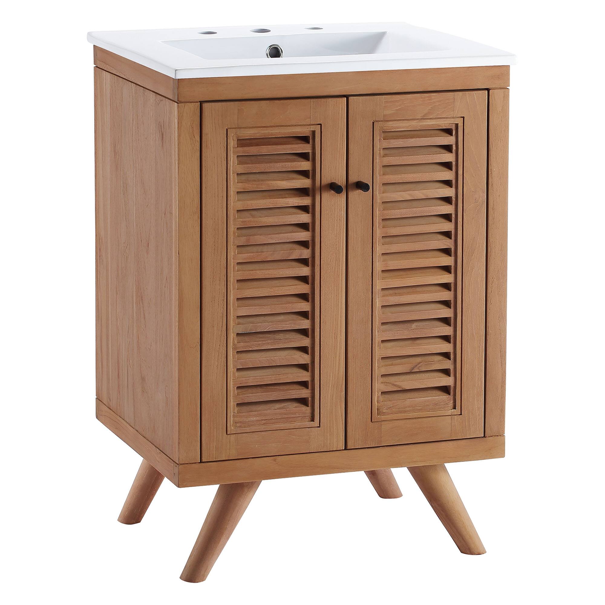 Angle. Modway - Birdie Bathroom Vanity Basin Included - Natural White.