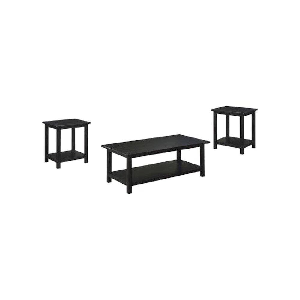 Coaster Co. of America - Payne 3-piece Coffee and End Table Set Distressed Java - Black