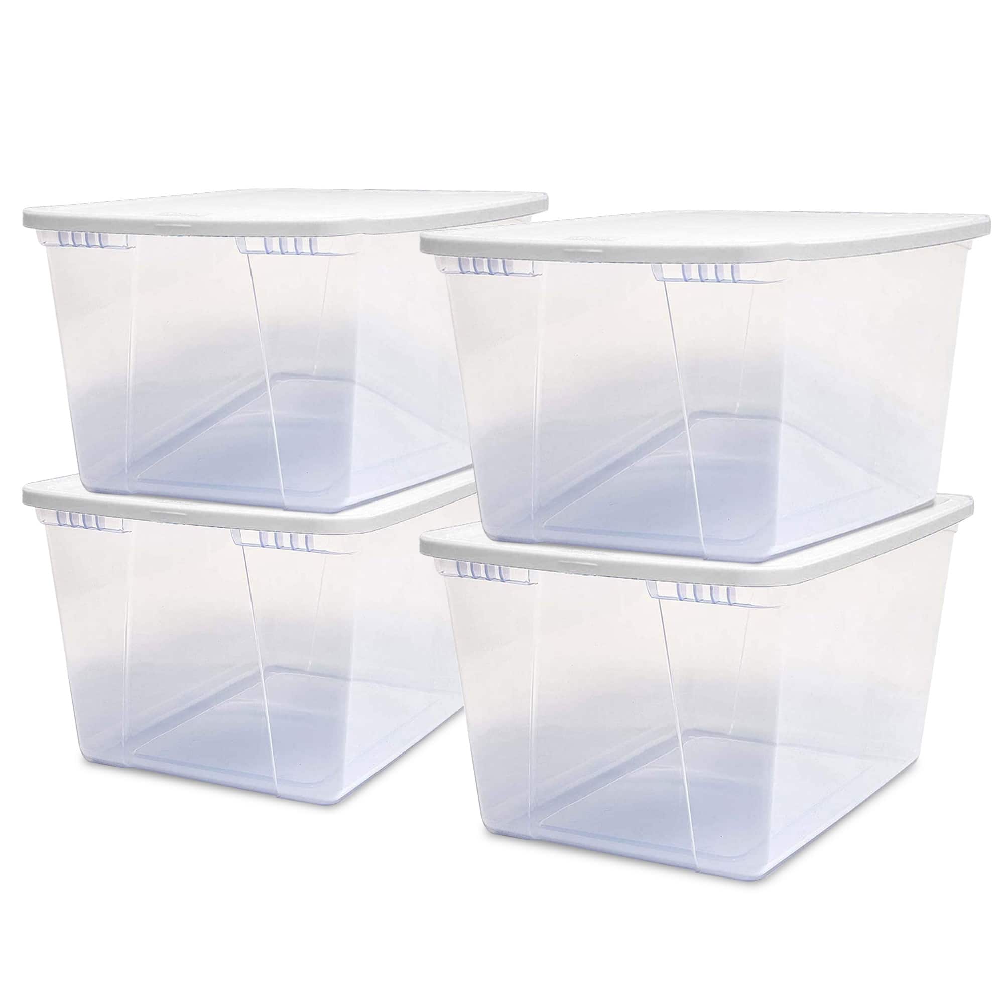 Homz - 56qt Snaplock Clear Plastic Storage Container Bin with Secure Lid (4 Pack) - White price history on PriceWatchPro