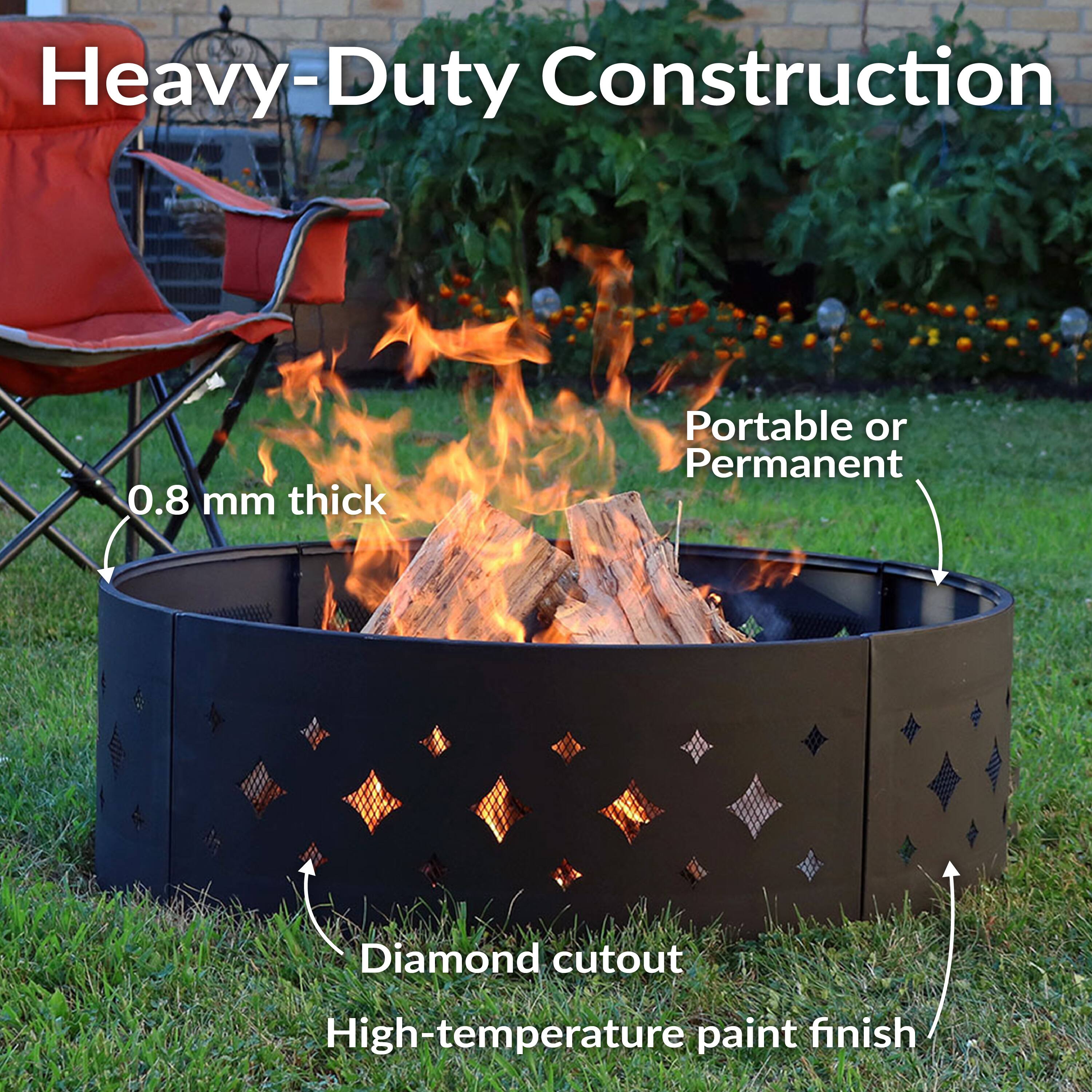 Heavy-Duty Construction

- 0.8 mm thick
- Portable or Permanent
- Diamond cutout
- High-temperature paint finish