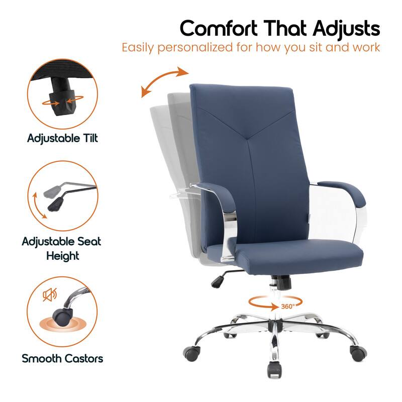 Comfort That Adjusts  
Easily personalized for how you sit and work  

- Adjustable Tilt  
- Adjustable Seat Height  
- Smooth Castors  
- 360°