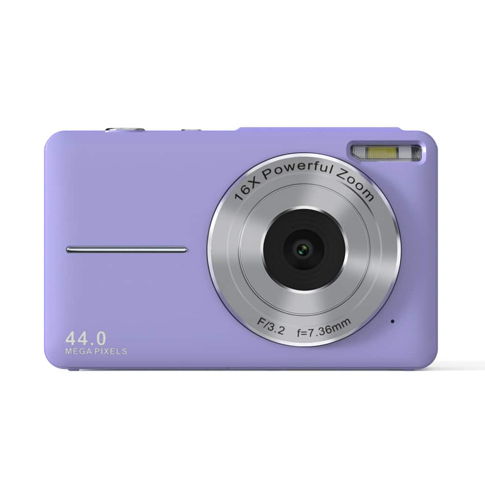 Cluzine - Digital Camera, 44MP, 1080P Video, 16X Zoom, Purple Compact Camera