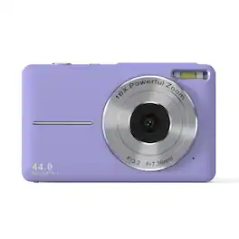 Cluzine - Digital Camera, 44MP, 1080P Video, 16X Zoom, Purple Compact Camera