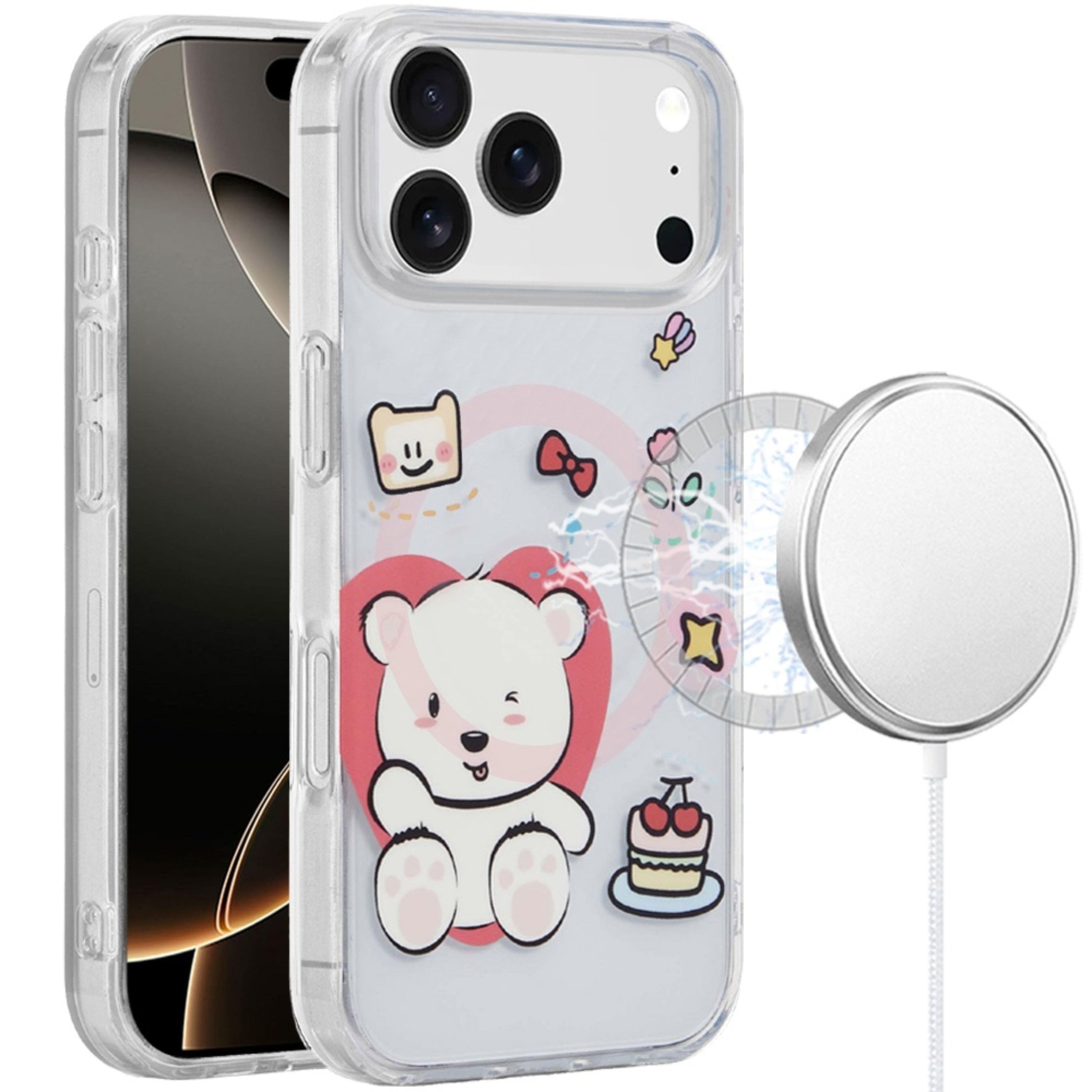 Kitcheniva - IMD Dual Layer Magnetic Circle Cover Phone Case With Tempered Glass For iPhone 17 Pro - Max Bear price history on PriceWatchPro