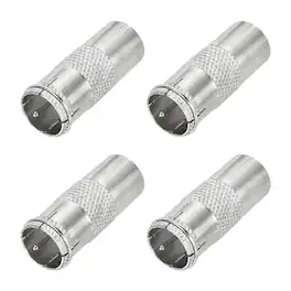 Unique Bargains - 4pcs Coaxial Connector, Quick Push On Male to PAL Female, 75 Ohm Nickel Plated, 29x11.5mm, for Broadcast, Antenna - Silver