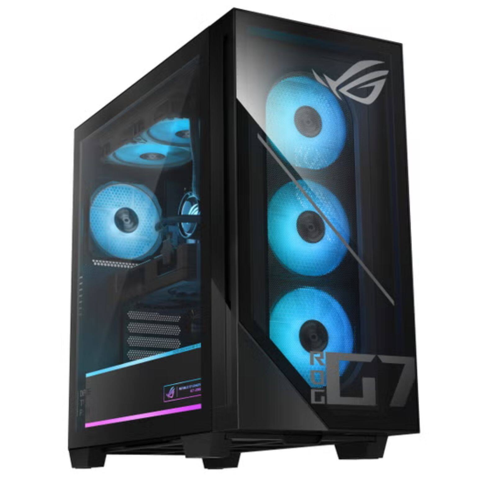Front. ASUS - ROG GM700 58L AMD Ryzen 7 8700F 4.1 GHz 32GB DDR5 1TB SSD NVIDIA GeForce RTX 5060 Windows 11 Home Gaming Desktop - Black.