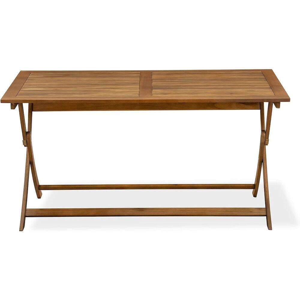Left. East West Furniture - AECM7CWNA - 7 Piece Excellent Outdoor Patio Set-Beautiful Wooden Folding Table with 6 Arm Less Outdoor Chairs- Natural - Natural Oil.