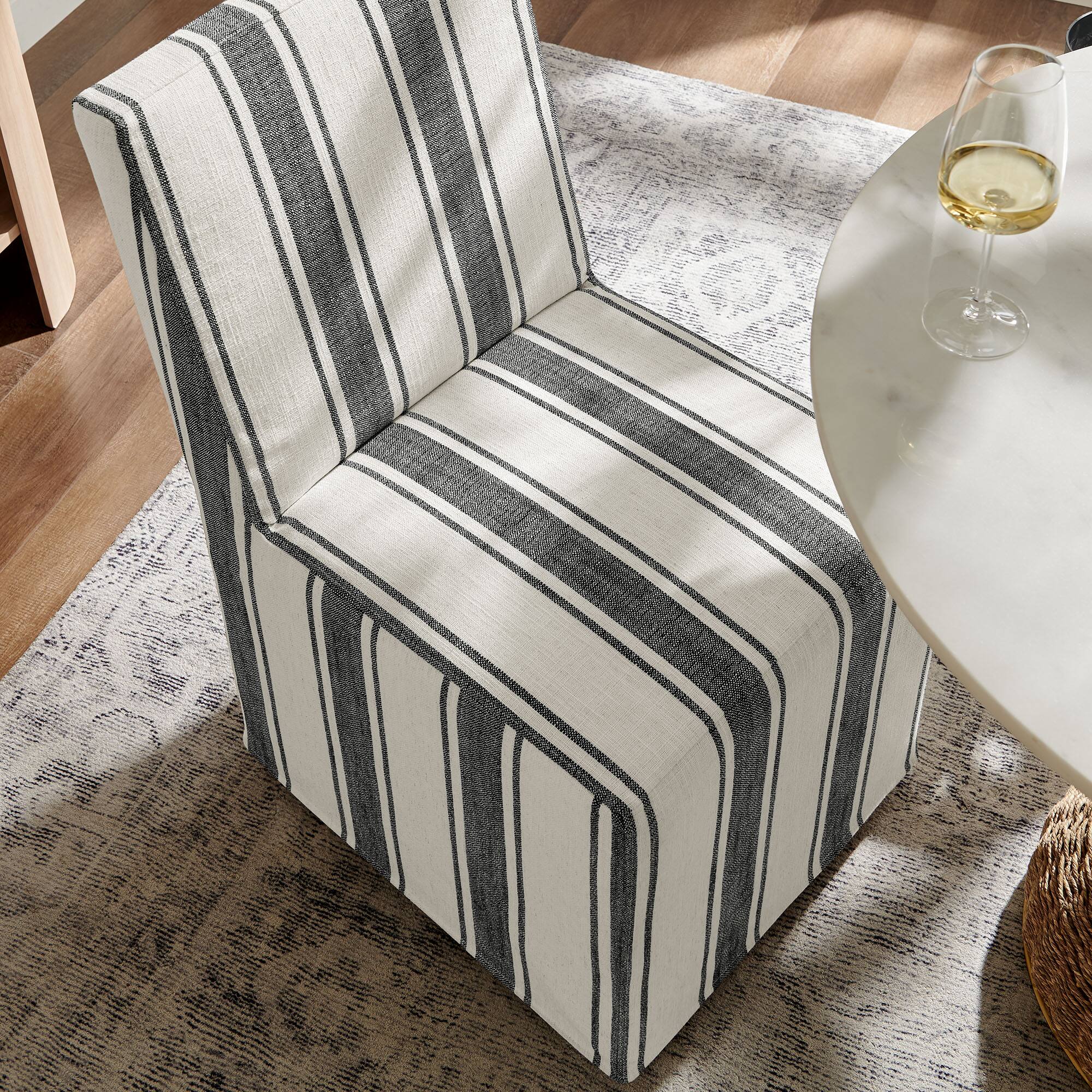Alt View 1. Modway - Tessera Striped Slipcovered Dining Side Chair by Modway - Black Stripe.
