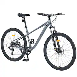 Anysun - 27.5 Inch Wheels 8 Speed Mountain Bike, for Men Women Boys and Girls, Front Suspension, Steel Frame - Gray