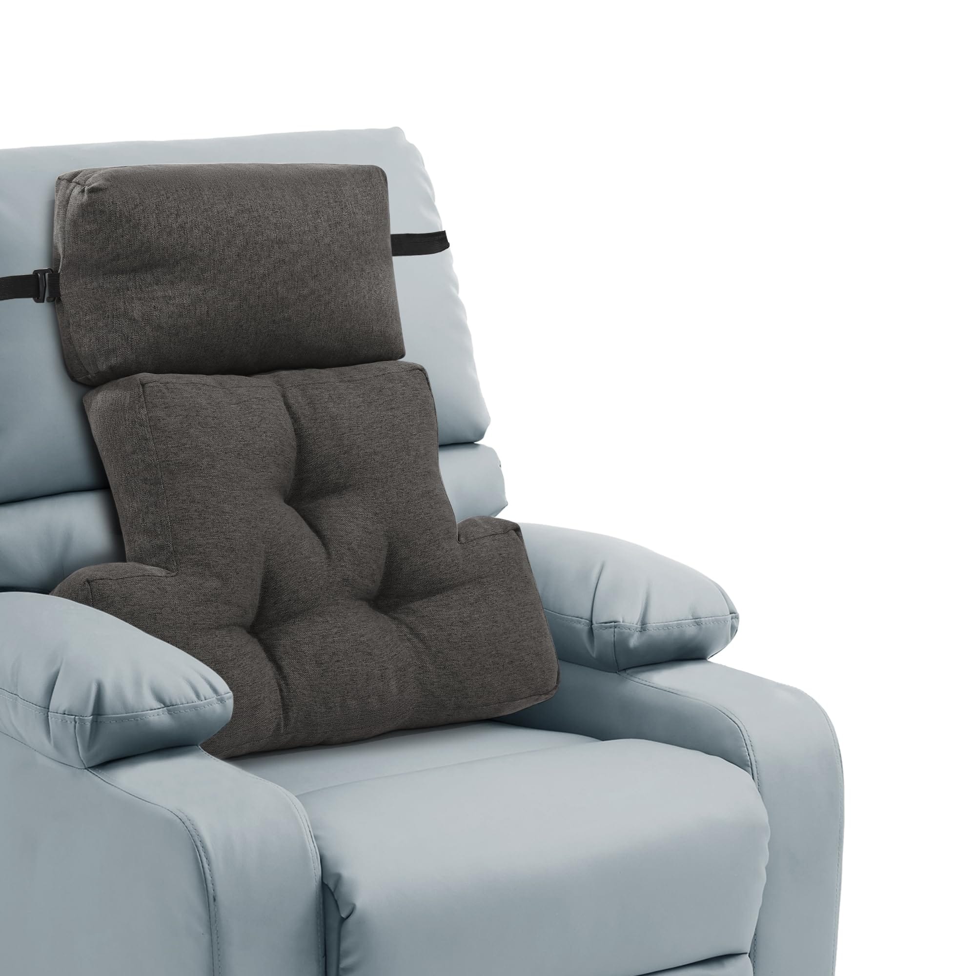 Fabibe - 2 Pcs Neck Pillow Lumbar Support for Recliner, Back Pillow for Chair with Adjustable Headrest Pillow - Brown