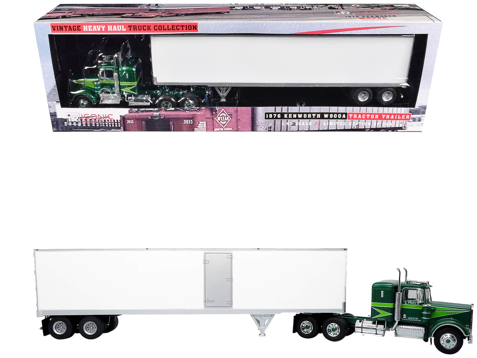 1976 Kenworth W900A Tractor w/Dry Goods Trailer Green Metallic with Light Green Graphics 1/43 Model by Iconic Replicas price history on PriceWatchPro
