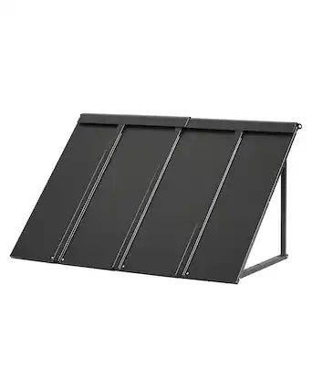 Front. VEVOR - Fixed Metal Awning 44 x 24 in, Window Awning Door Canopy, Stable Triangle Steel Frame Awnings for Doors Exterior Rain - Black.