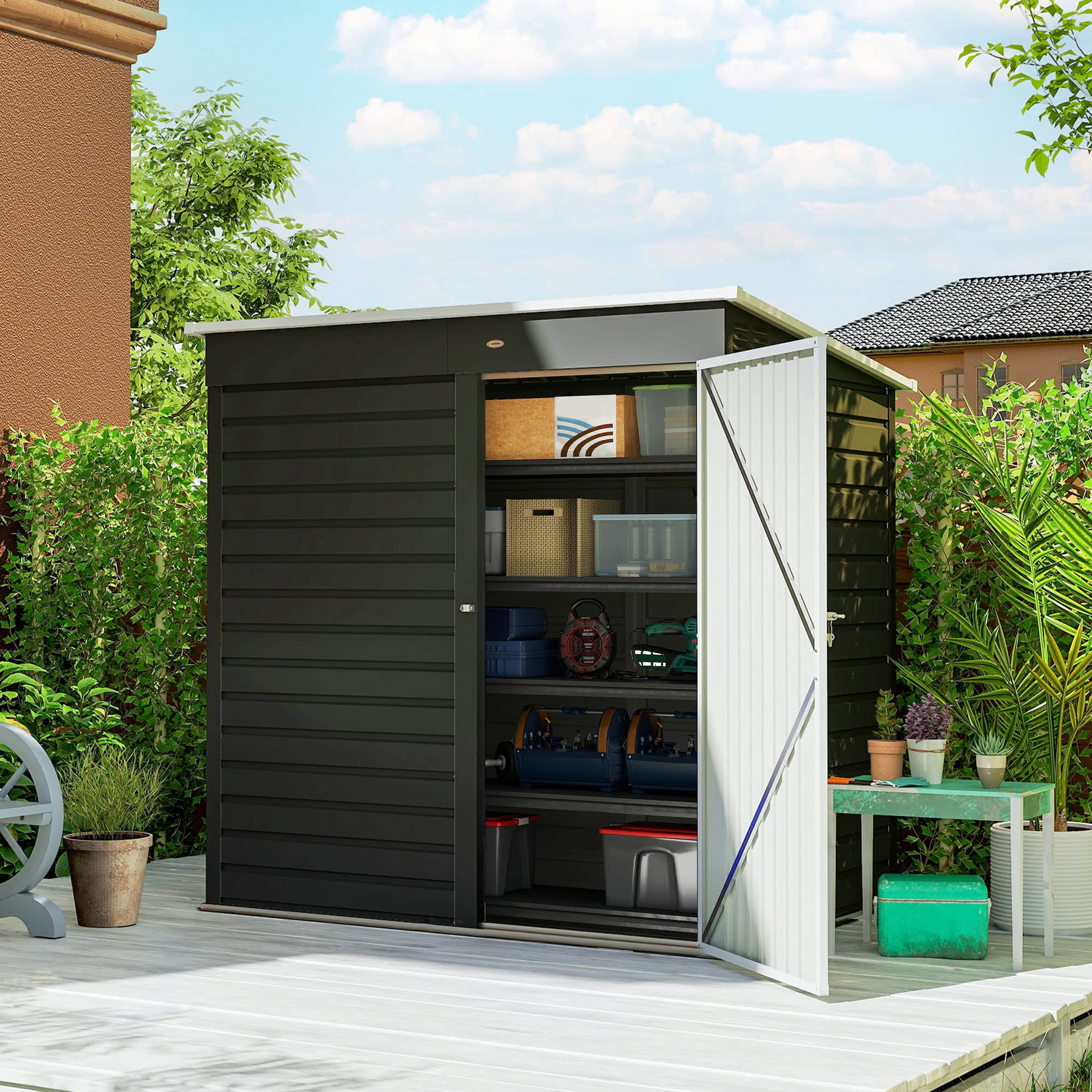 Outsunny x 4' Outdoor Garden Shed, Metal Storage Shed with