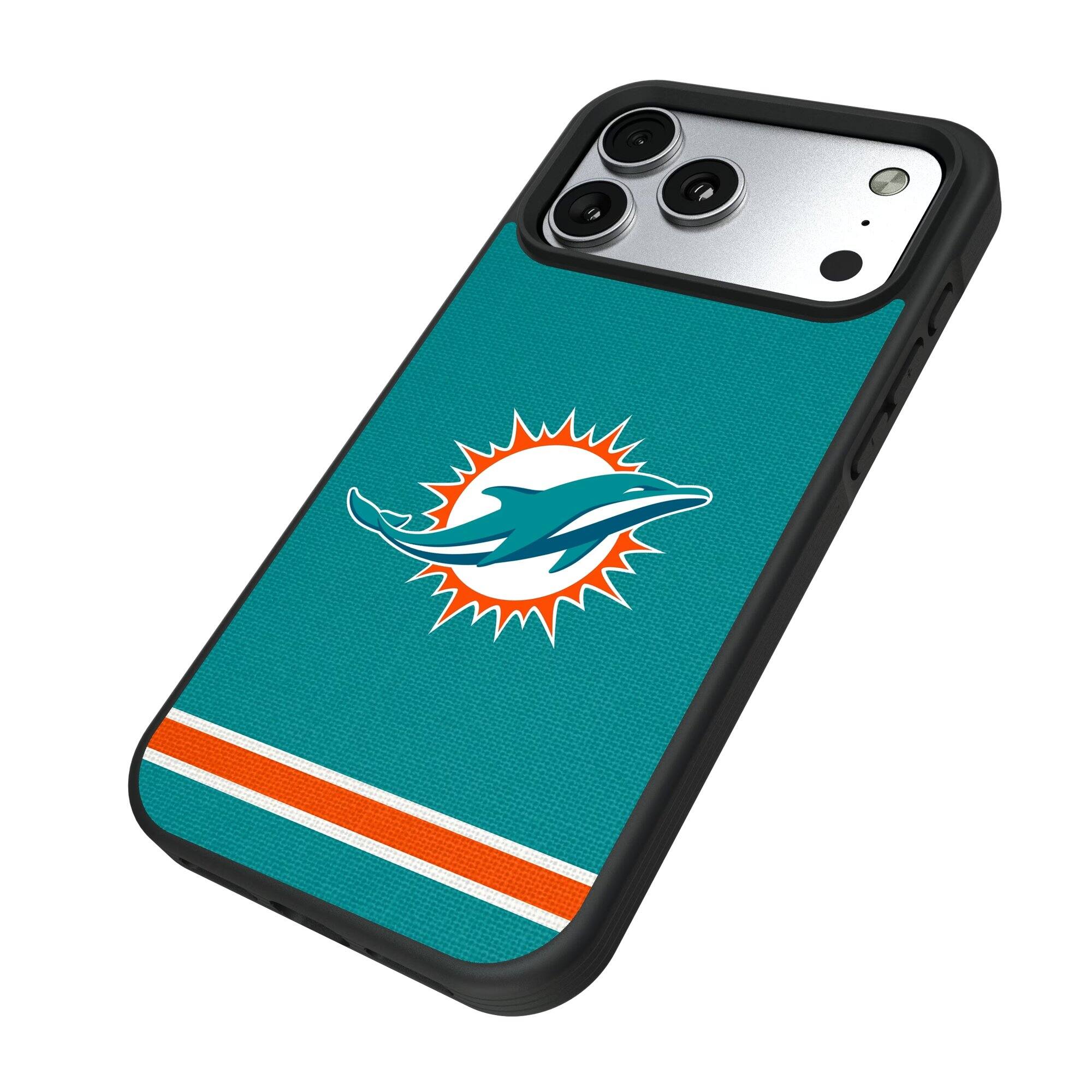 Alt View 1. Keyscaper - Miami Dolphins Bump Case with 8.2ft Drop Protection - 16 Pro - Multicolor.