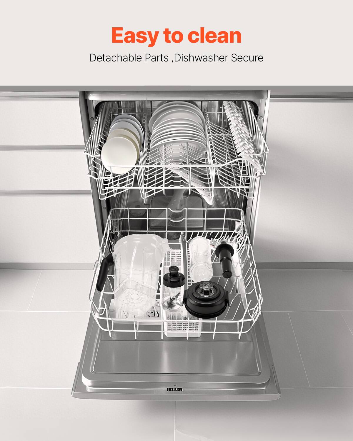 Easy to clean
Detachable Parts, Dishwasher Secure