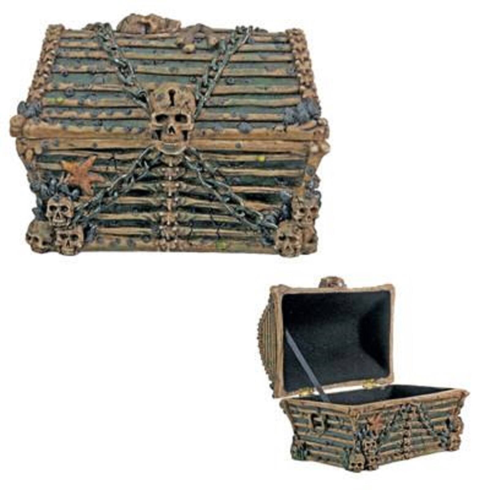 Angle. Pacific Trading - Davy Jones Treasure Chest Jewelry Trinket Box Storage Container Pirate Decor - Brown.