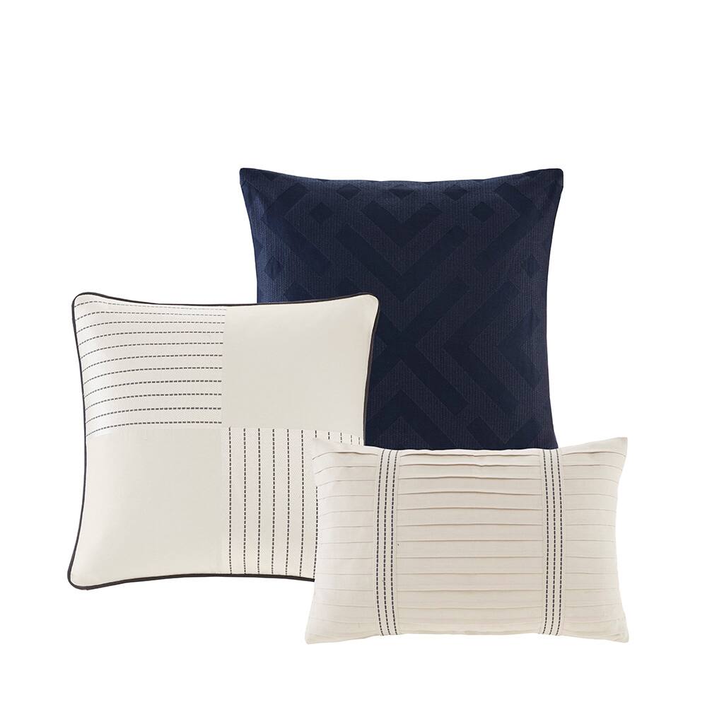Alt View 3. Gracie Mills - Gracie Mills Nolan Jacquard Stripe Comforter Set - Blue.