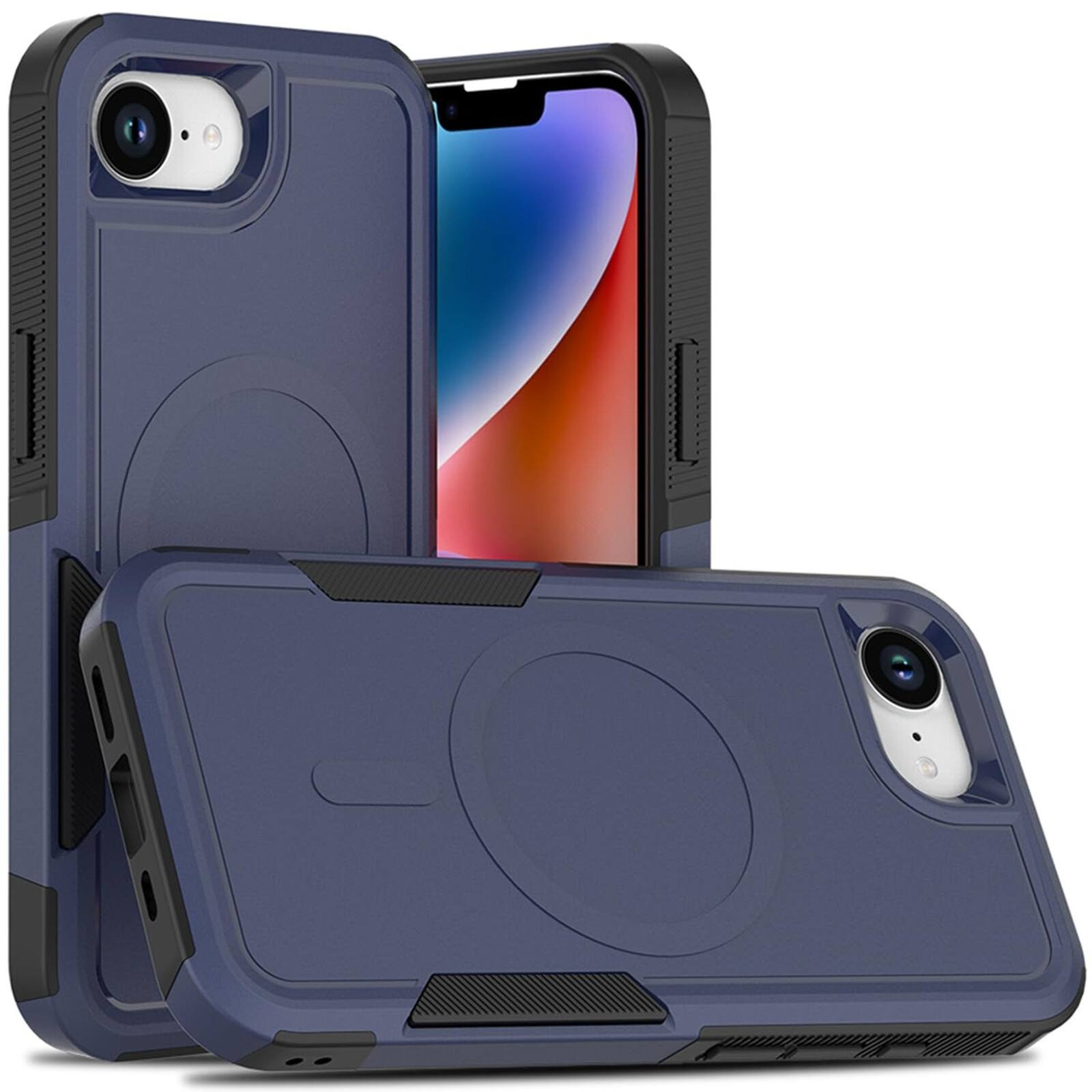 Front. UUCOVER - Magnetic Case for iPhone 17e / iPhone 16e ,Shockproof TPU+PC Case Compatible with Mag Safe Back Cover for iPhone 16e/17e - Darkblue.