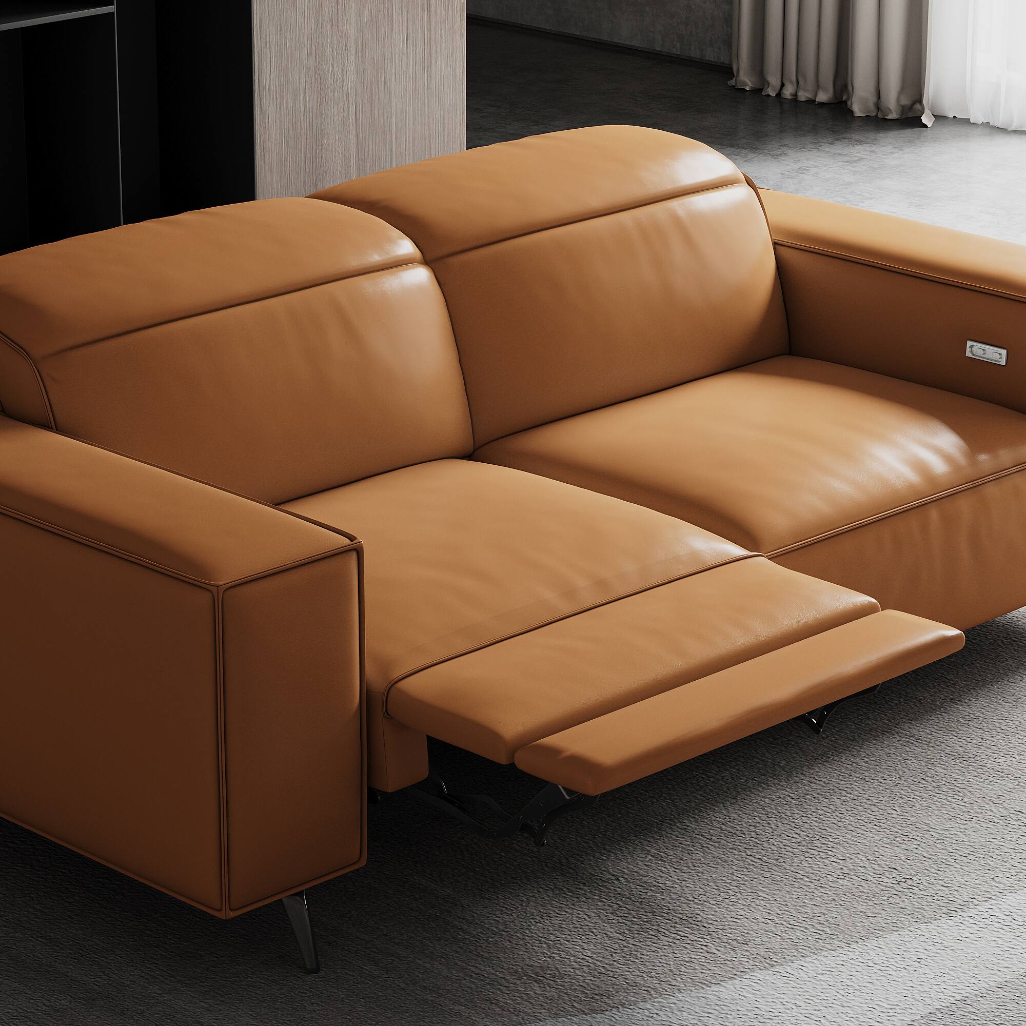 Alt View 2. luck idea - 76.77" Electric Seat Sofa, Reclining Home Theater Seats - Orange.