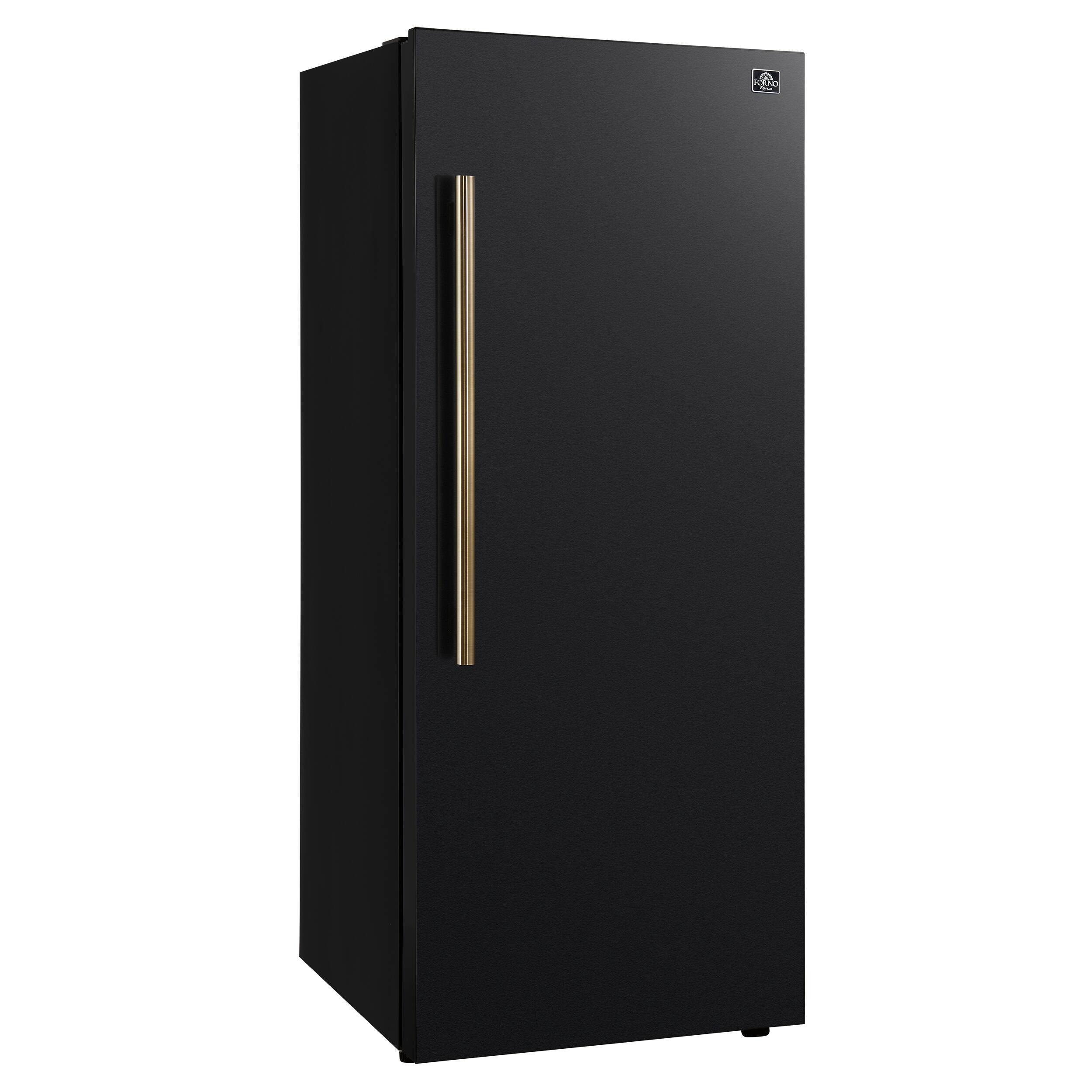 Left. Forno Appliances - Maderno 13.6 Cu. Ft. Right Swing Upright Convertible Freezer with Antique Brass Handles - Black.