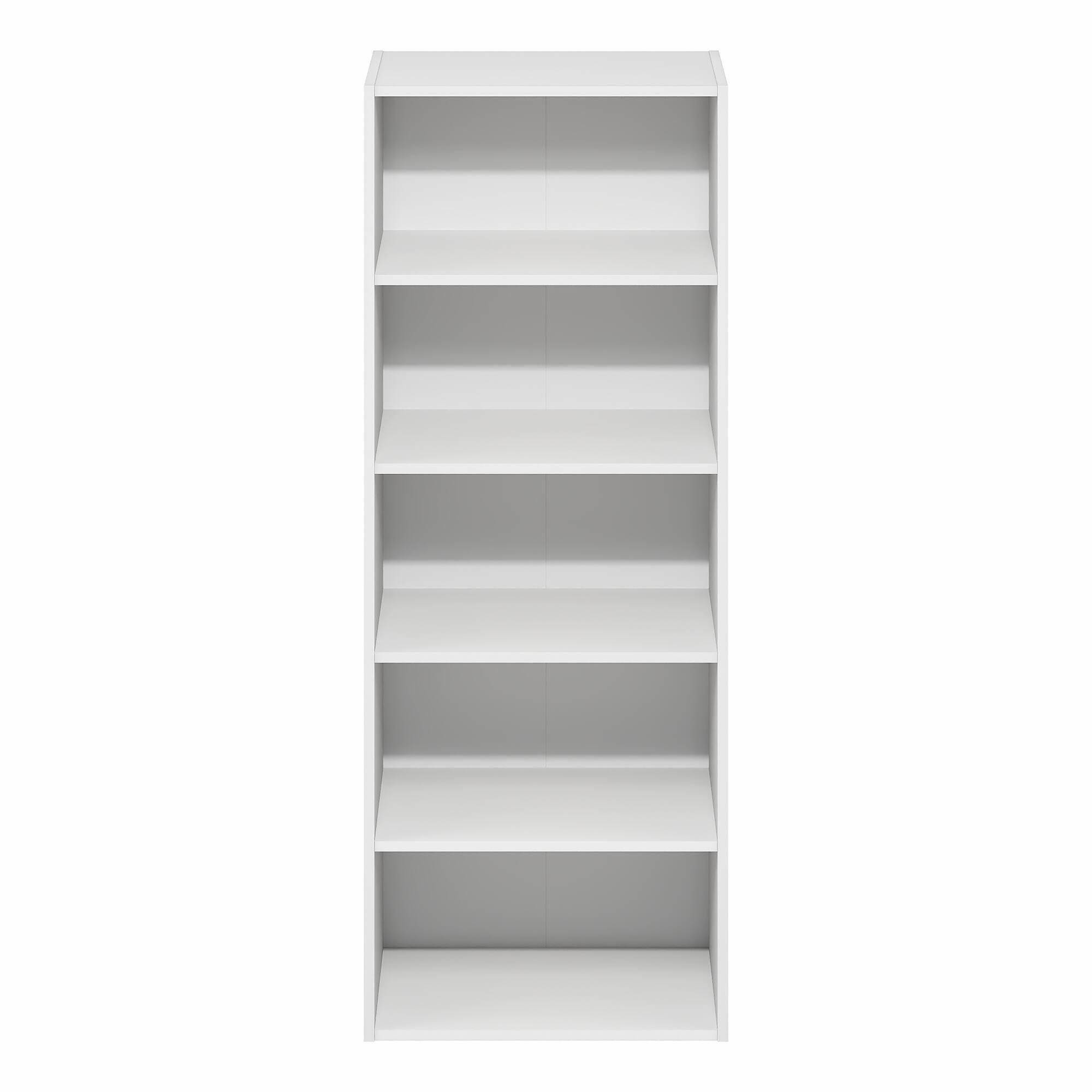 Alt View 5. Furinno - Basic 5-Tier Open Shelf Bookcase, Bookshelf, Storage Organizer, 11 x 17 x 44 - White.