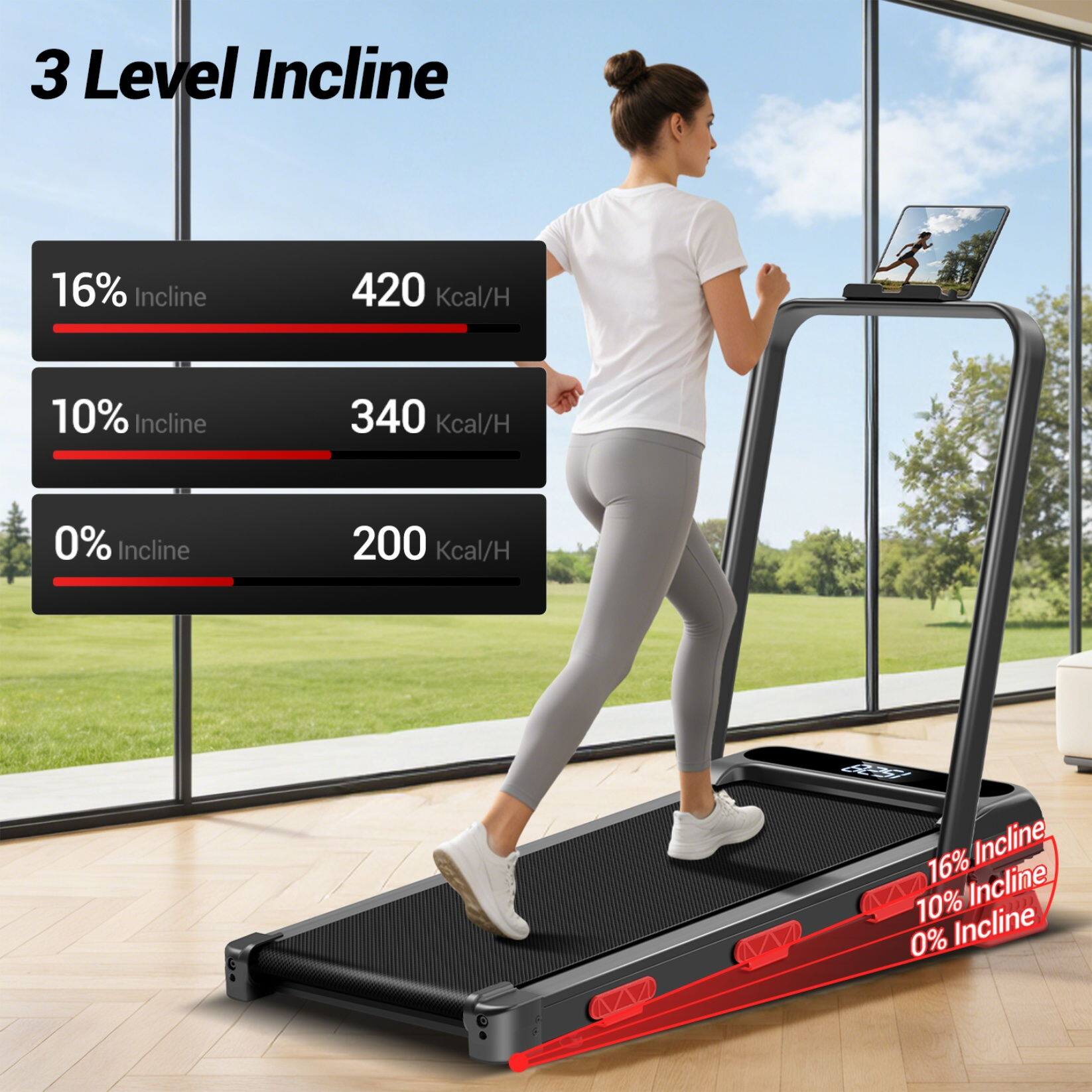 3 Level Incline

16% Incline 420 Kcal/H

10% Incline 340 Kcal/H

0% Incline 200 Kcal/H

16% Incline 10% Incline 0% Incline