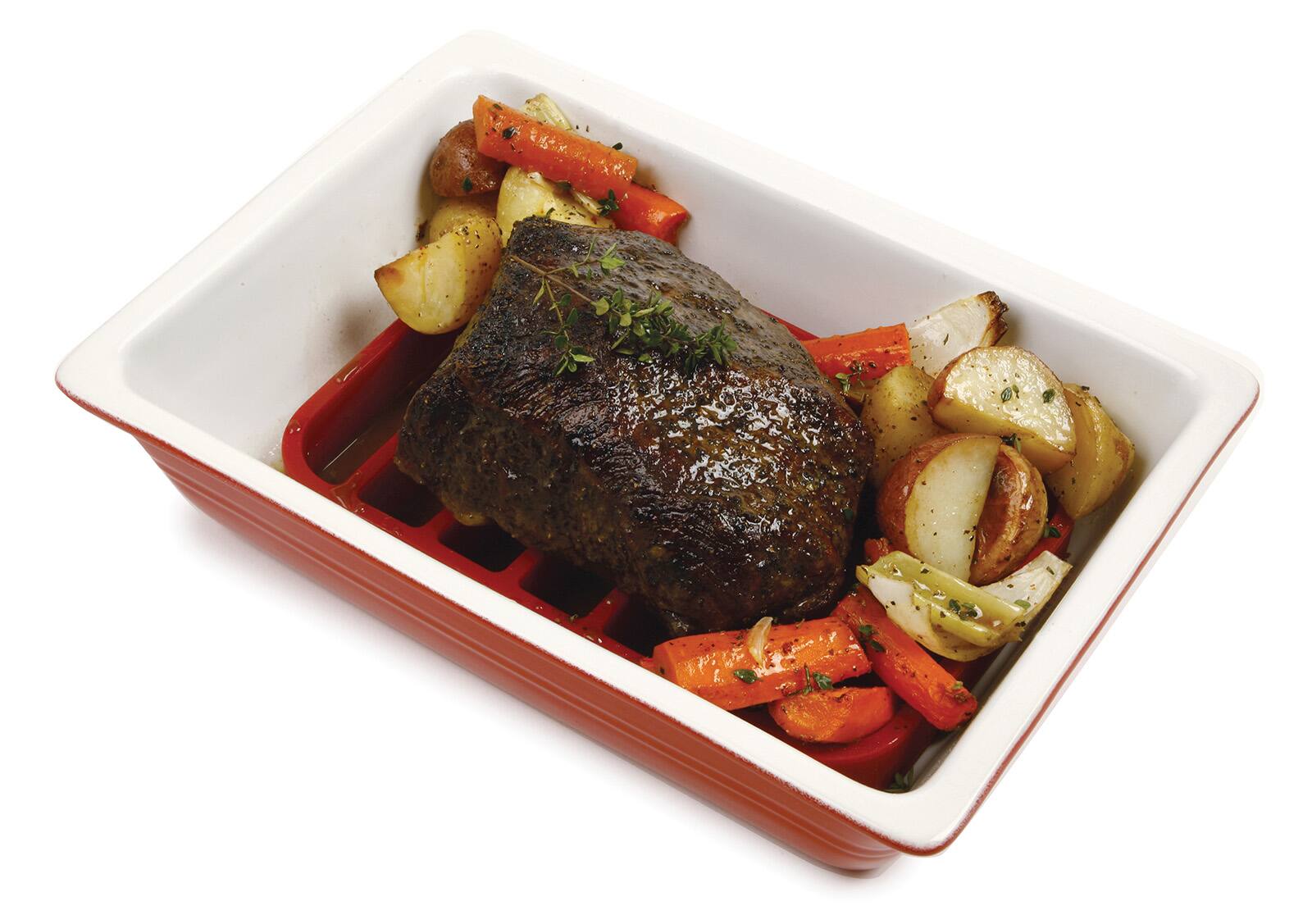 Alt View 4. Norpro - Rectangle Silicone Roast Rack – 9 x 6 Inch, Red, Heat-Resistant - Red.