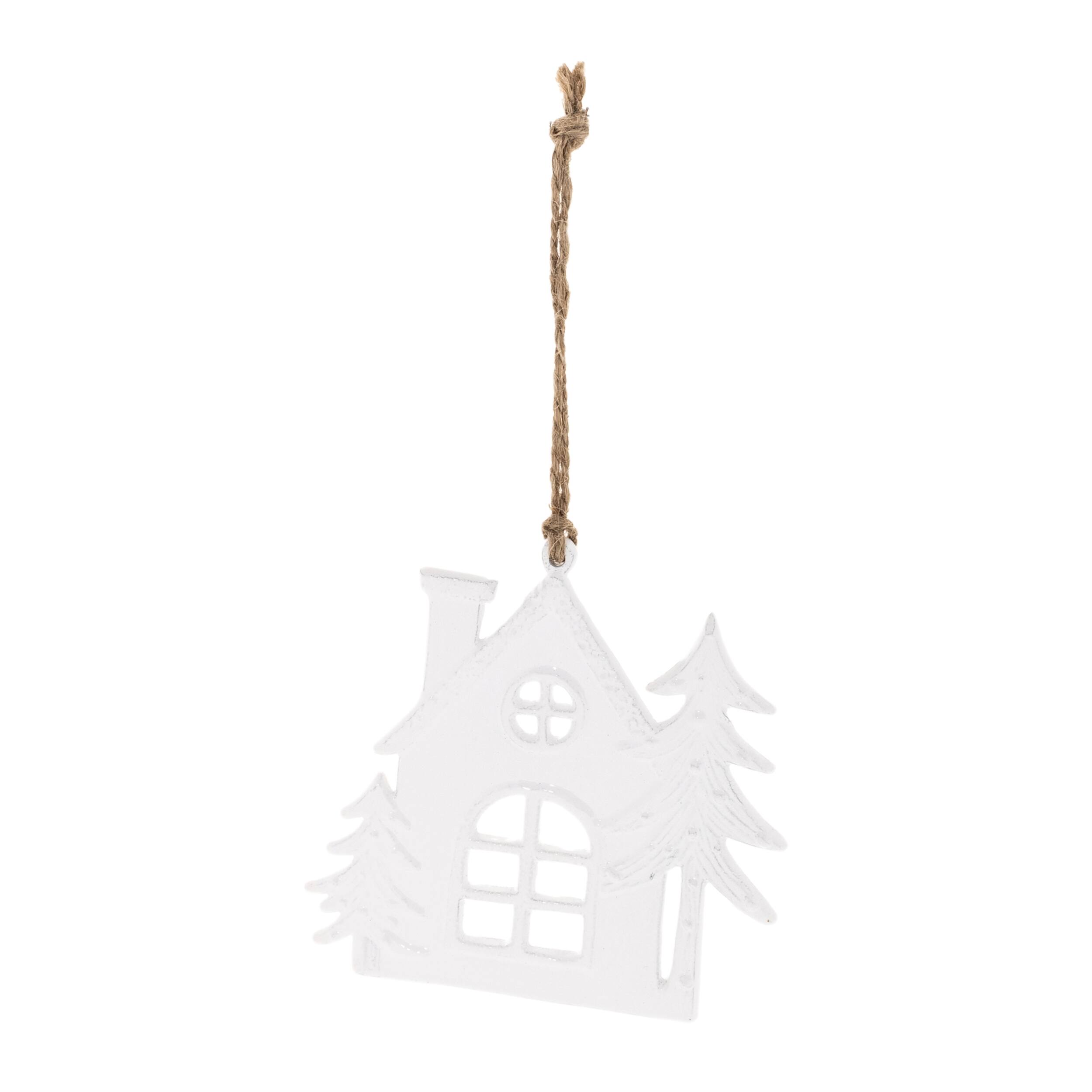 Left. BreeBe - House Ornament (Set of 12) - White.