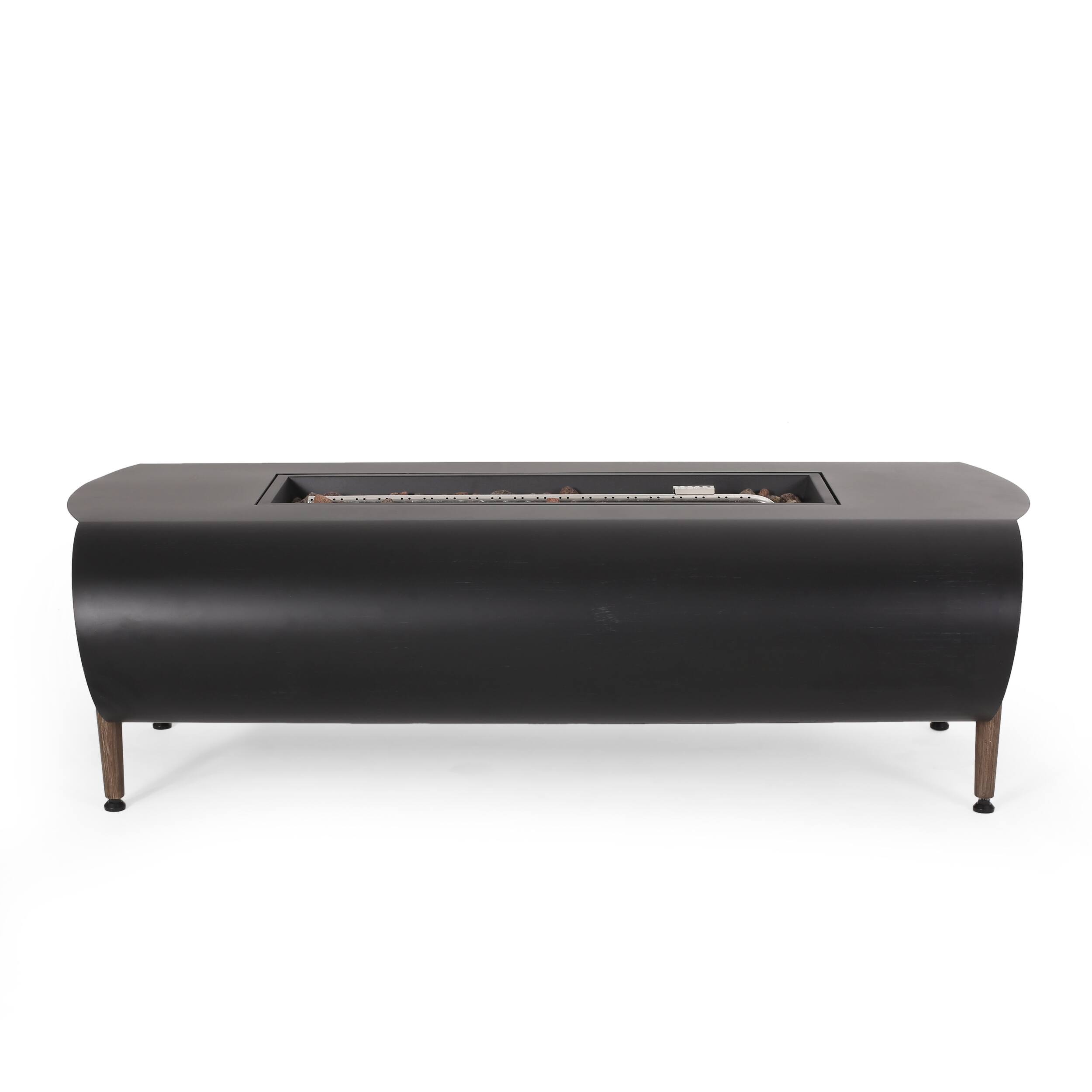 Angle. APRILSOUL - VERNON RECTANGLE FIRE PIT 50000BTU - Dark Gray.