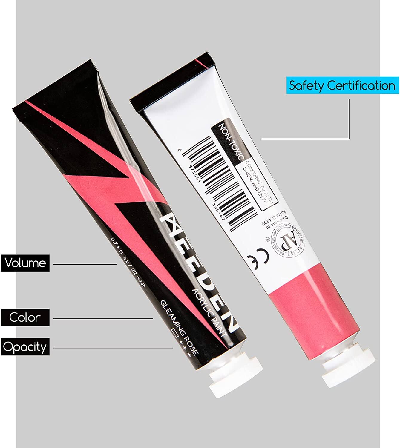 Volume: 0.74 fl. oz. / 22 ml  
Color: Gleaming Rose  
Opacity: 22  
Safety Certification: NON-TOXIC, EN71, ASTM D-4236, AP (ACMI)