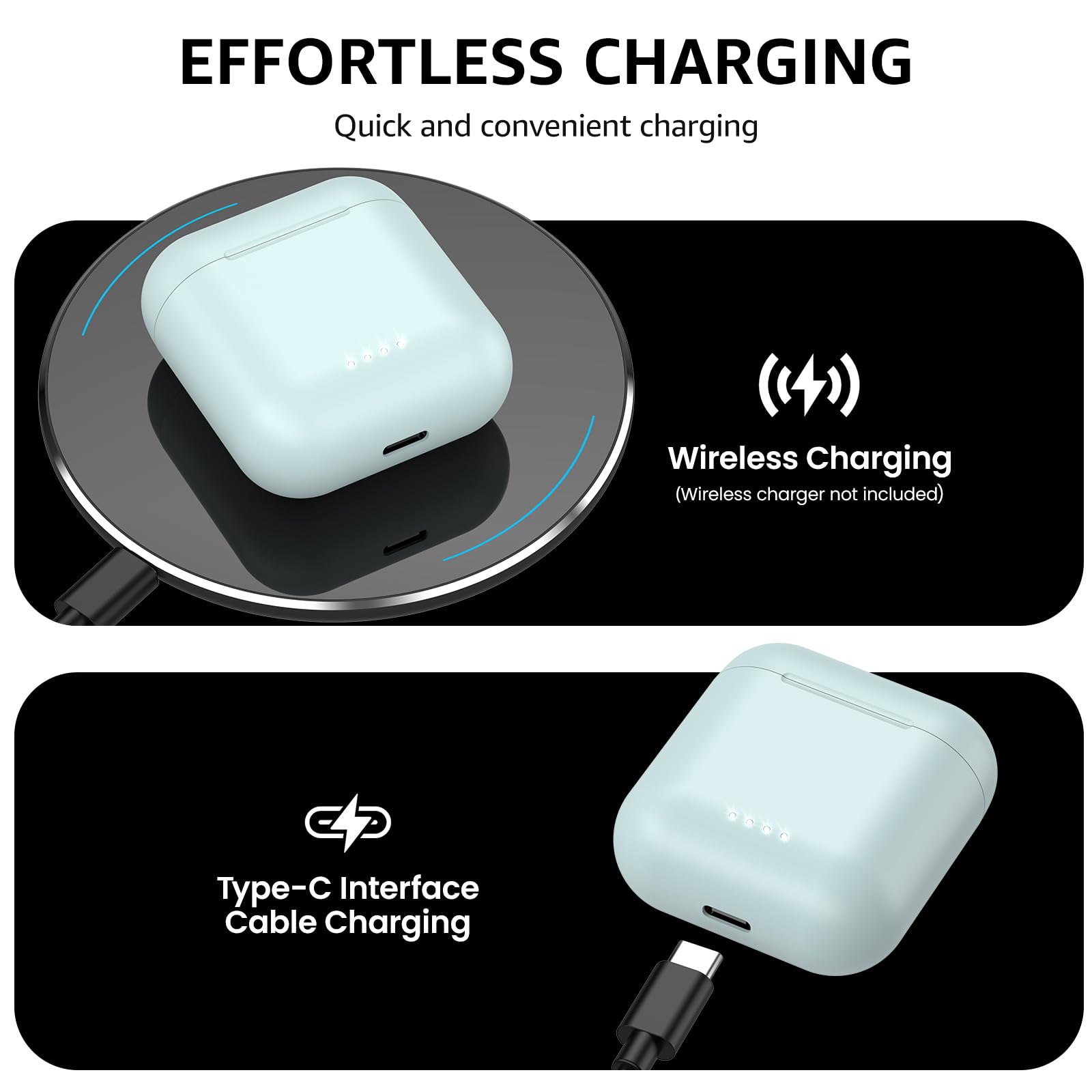 EFFORTLESS CHARGING Quick and convenient charging

Wireless Charging (Wireless charger not included)

Type-C Interface Cable Charging