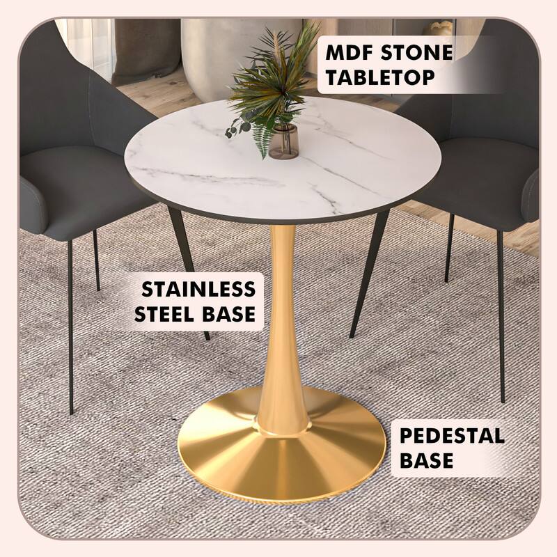 MDF Stone Tabletop  
Stainless Steel Base  
Pedestal Base