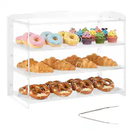 VEVOR - Bakery Display Case, 3-Tier Commercial Countertop Pastry Display Case, Clear Acrylic Bread Box for Kitchen - Stainless Steel