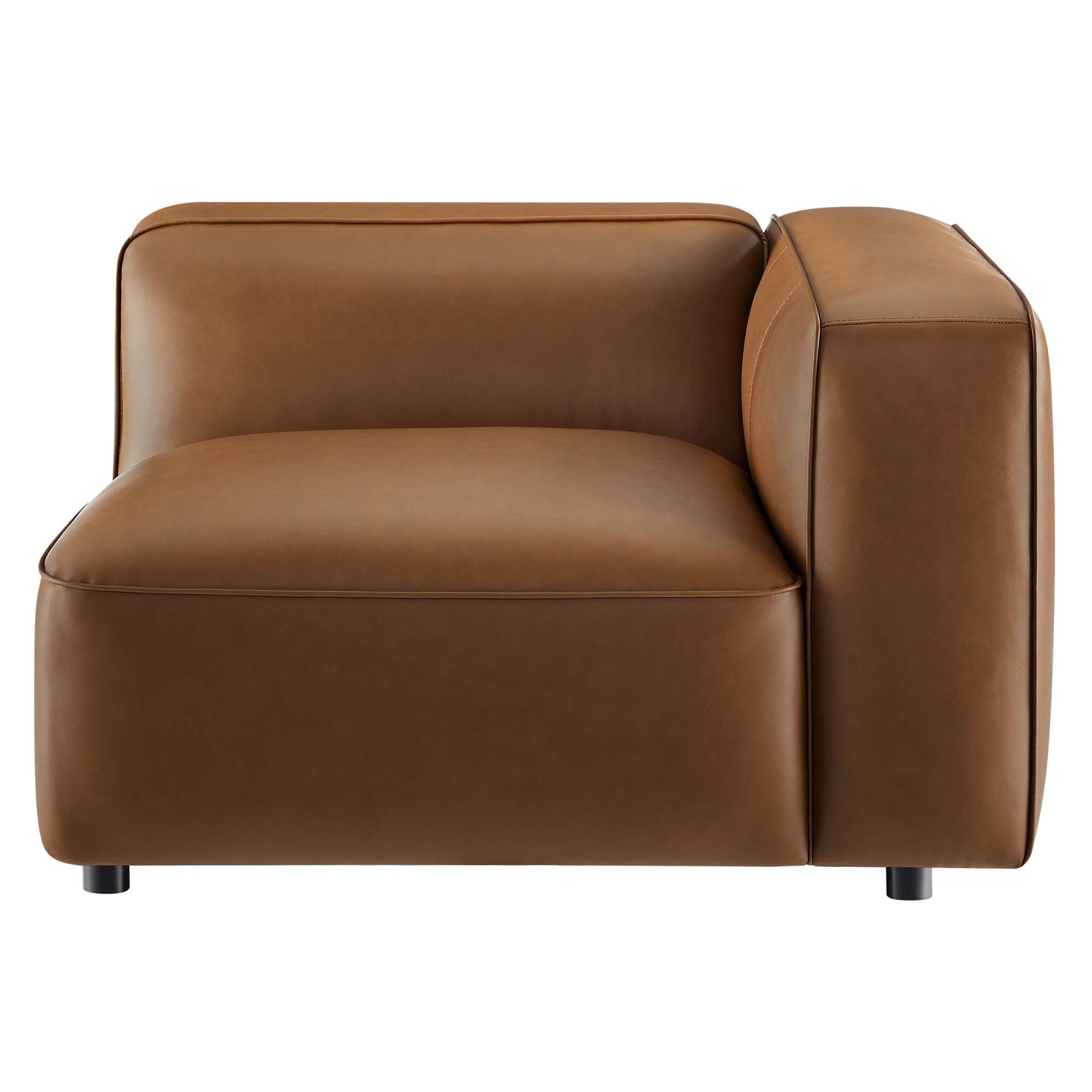 Alt View 2. Modway - Auren Upholstered Vegan Leather Modular Right Armchair by Modway - Brown.