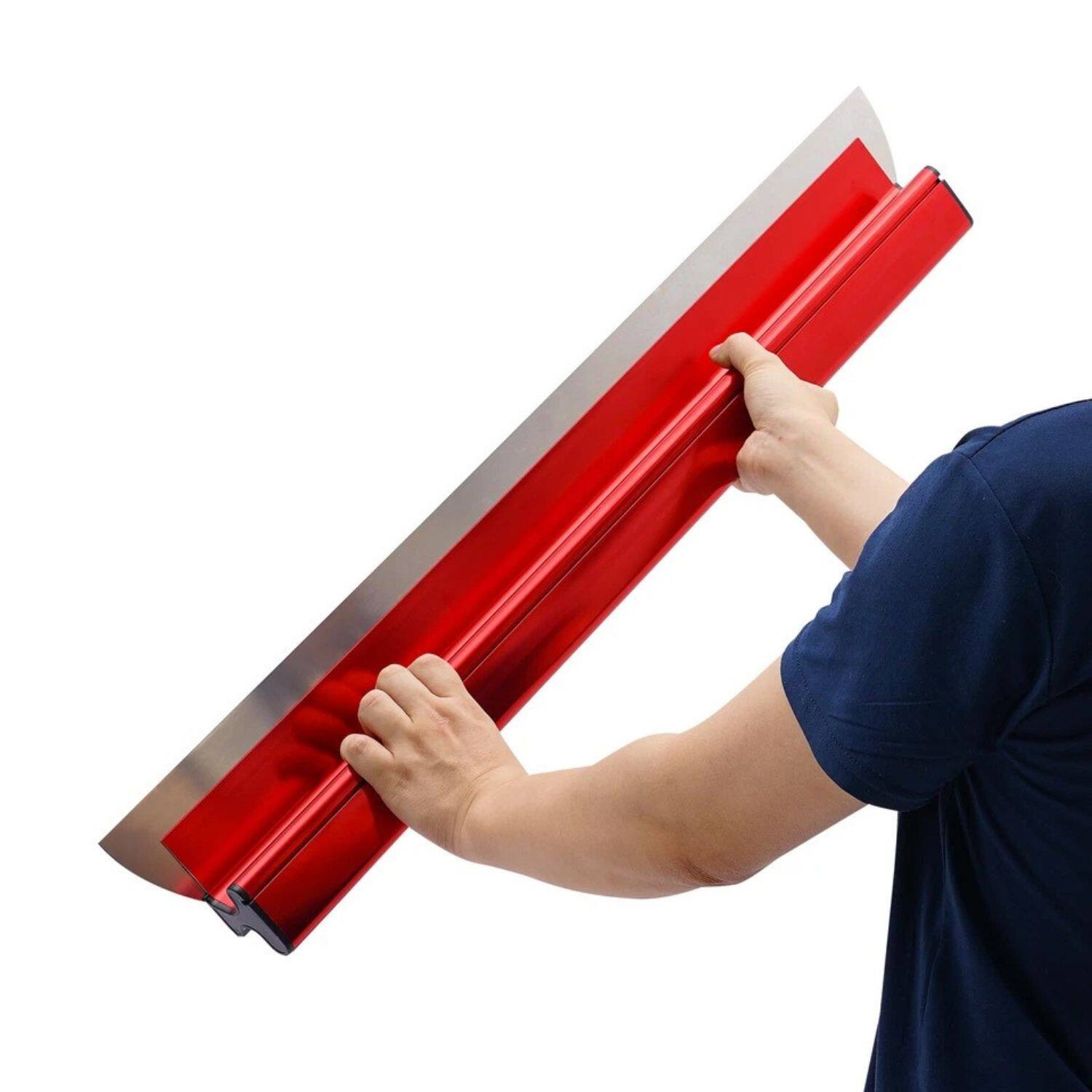 Back. Stock Preferred - 32" Drywall Skimming Blade - Silver/Red.