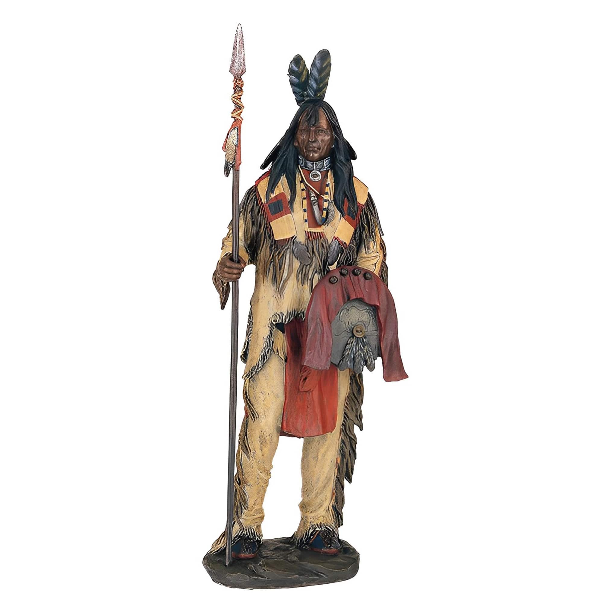 FC Design - 14"H Native American Warrior with Spear Figurine Statue Desk Tabletop Home Decor Gift - Multi-Color