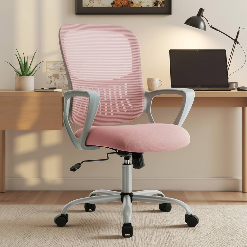 Angle. AOITUN - Executive Office Chair for Long Work Hours, Ergonomic Comfort for Dorm, Works Well with Twin XL Memory Foam Setup - Pink.