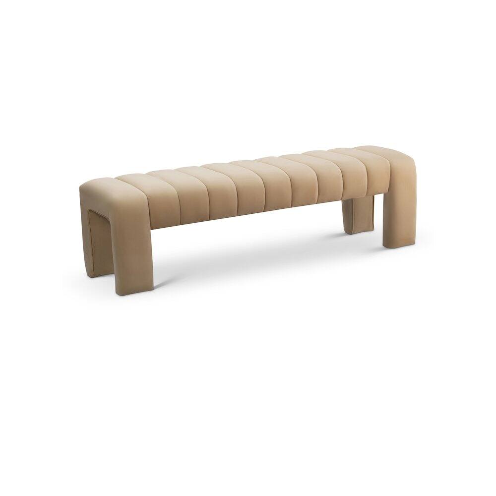 Front. Meridian Furniture - Andaz Camel Bench - Gray.