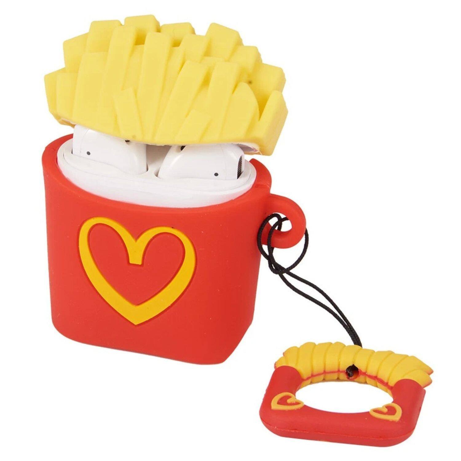 Back. Stock Preferred - Cute Fruit & Animal Cartoon Silicone AirPods Charging Case-Fries - Fries/red/yellow.