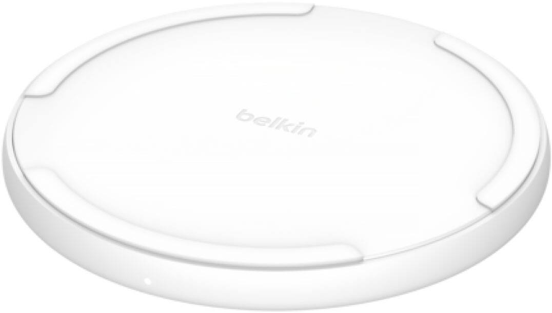 Angle. Belkin - Wireless Charging Pad 15W - BOOST↑CHARGE Qi Charger for Apple iPhone, AirPods, Power Supply and Cable Included - White.