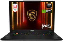 MSI - Stealth A18 AI+ - Copilot+PC- 18" 240Hz QHD+ Ultra Thin Gaming Laptop - AMD Ryzen AI R9-365 - 32GB - RTX 5080 -1TB SSD - Midnight Black