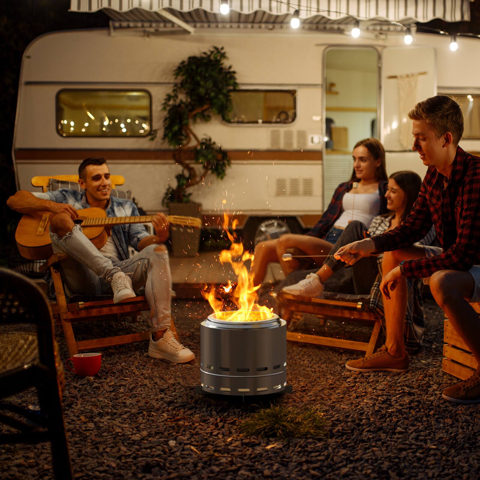 Alt View 1. Mondawe - 15" Portable Wood Burning Smokeless Fire Pit.