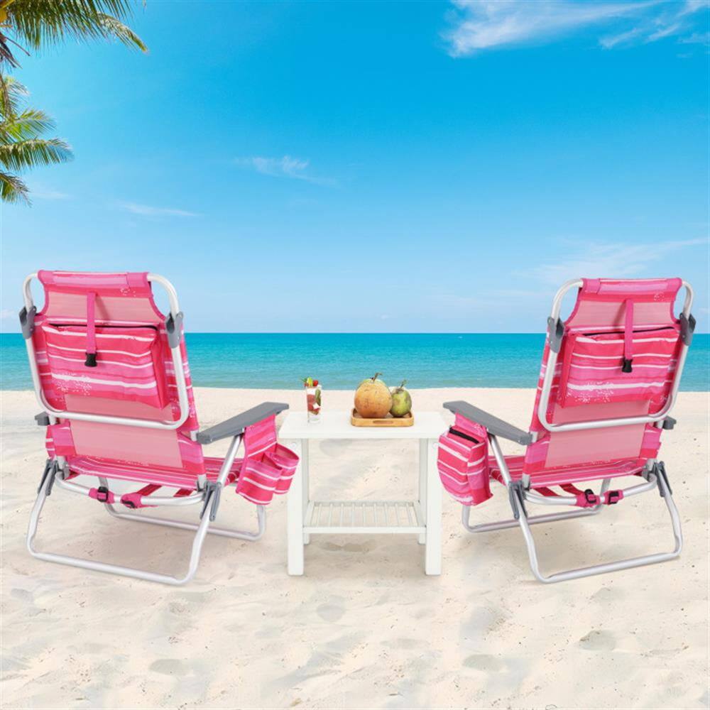 Alt View 4. Kadyn - Folding Chairs, Patio Outside Chairs, Lawn Chairs,2 Pieces Folding Backpack Beach Chair with Pillow-Hot Pink - Pink.