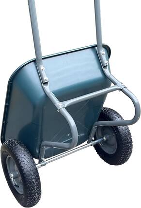 Front. Acekool - Garden Wheelbarrow Cart, Heavy-Duty Utility with Dual Wheels & Built-in Stand, 600 lbs Capacity, Green - Green.