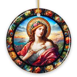 OrnamentallyYou - Beautiful Woman Stained Glass Themed Renaissance Italy Painting Ornament Medieval Christmas Gift - Multi-colored