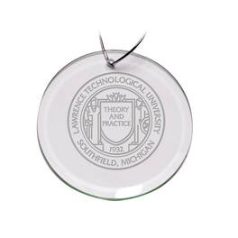 Jardine - Lawrence Technological University Blue Devils Primary Logo 3'' Round Glass Ornament - Multicolor