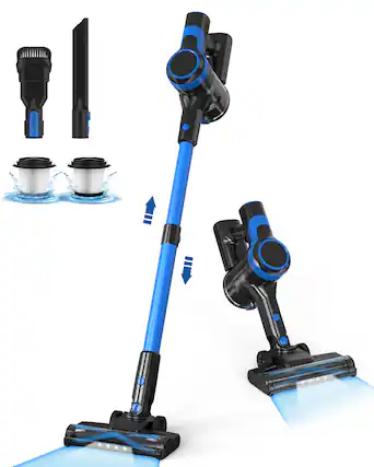 Front. DEVOAC - V50 Cordless Vacuum Cleaner, 6-in-1 Lightweight Stick, 40min Runtime, Pet Hair Removal for Hard Floors & Carpets - Blue.