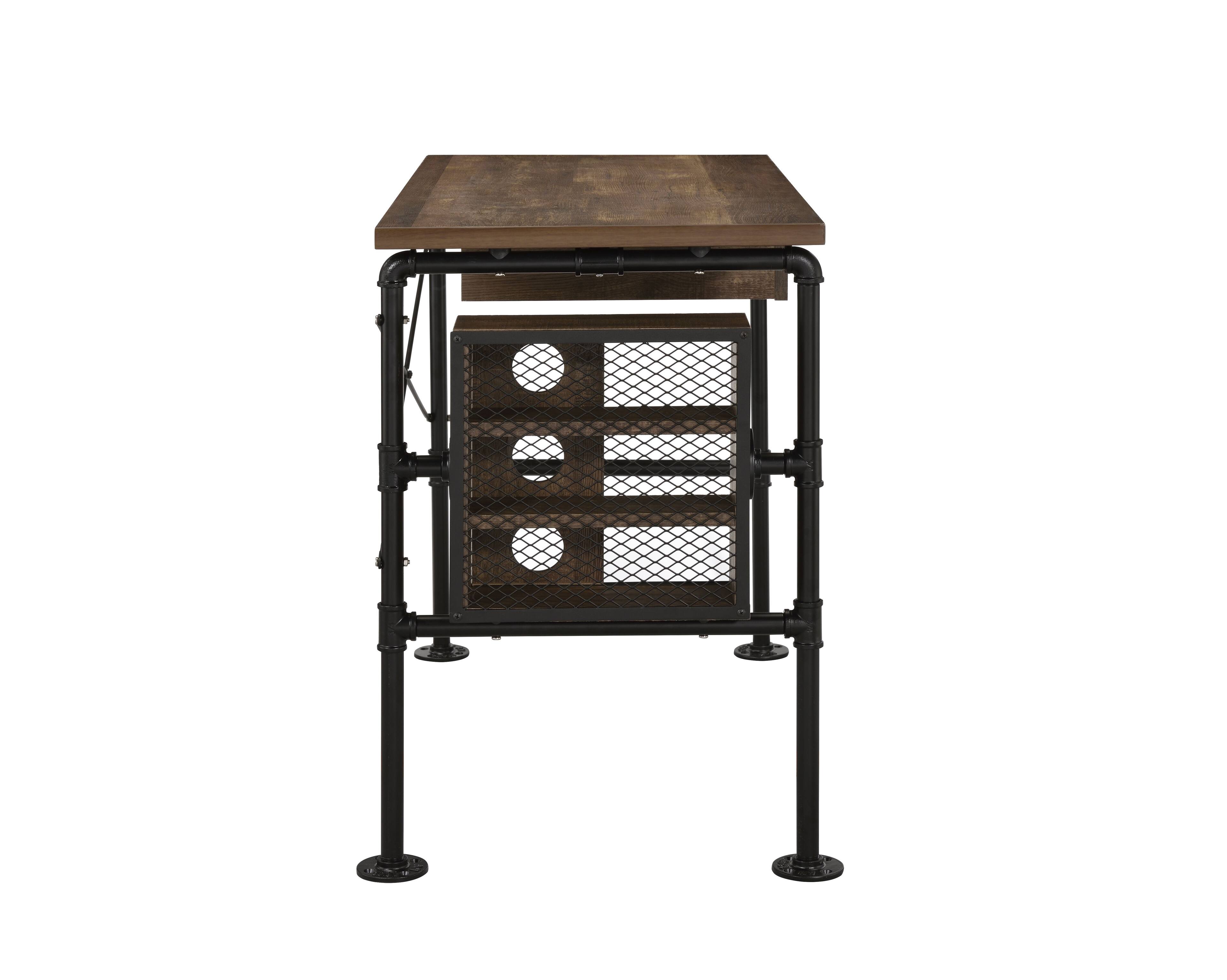 Left. APRILSOUL - Endang Weathered Oak Black Finish Writing Desk - Black.